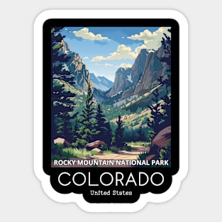 A Vintage Travel Illustration of the Rocky Mountain National Park - Colorado - US Sticker